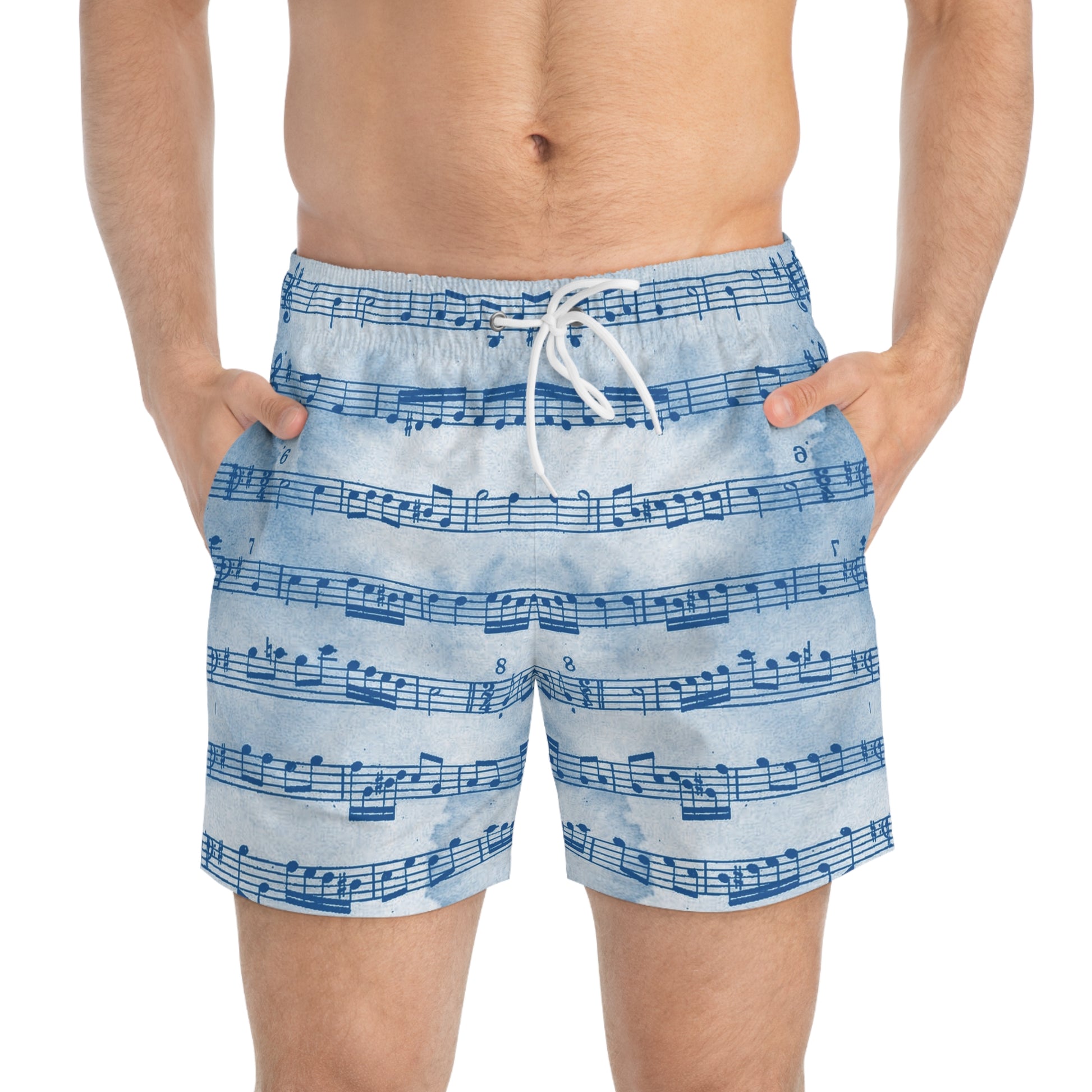 Drip Spill Type Beat Sheet Music II Blue Swim Trunks (AOP), Artsulli - Art is Long, Life is Short, All Over Prints, , , , , , , 