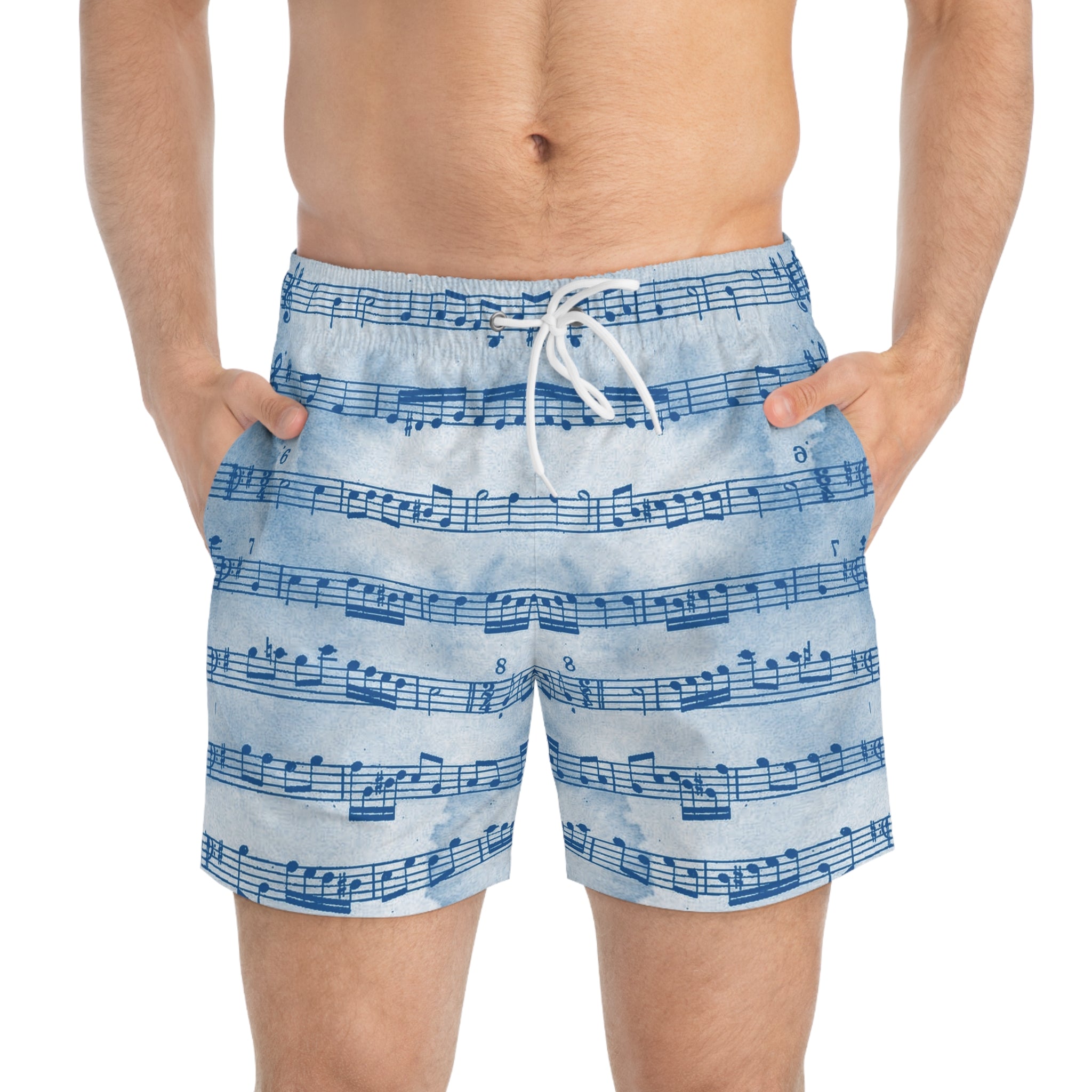 Drip Spill Type Beat Sheet Music II Blue Swim Trunks (AOP), Artsulli - Art is Long, Life is Short, All Over Prints, , , , , , , 