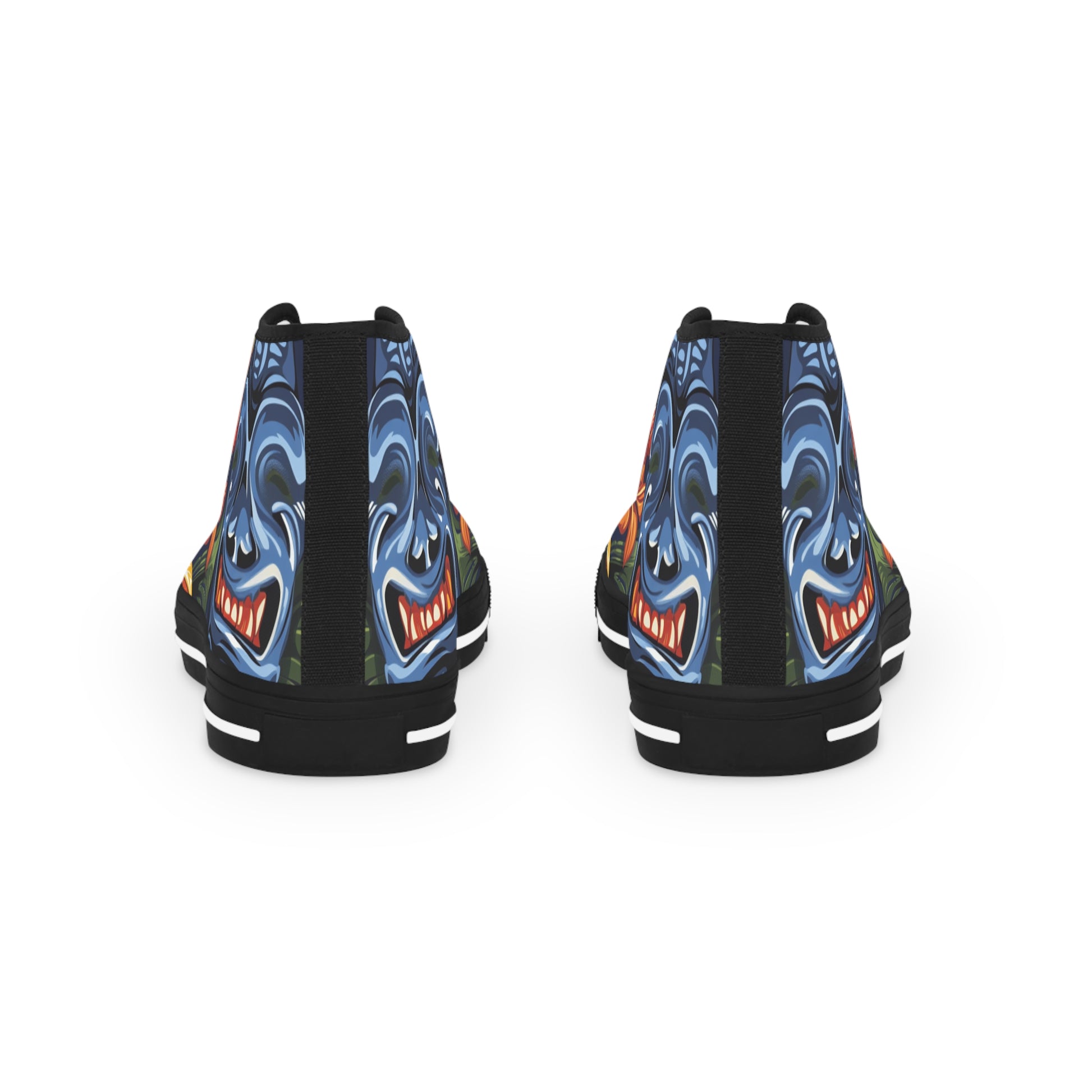 Tiki Bloom Navy Men's High Top Sneakers, Artsulli - Art is Long, Life is Short, Shoes, , , , , , , 