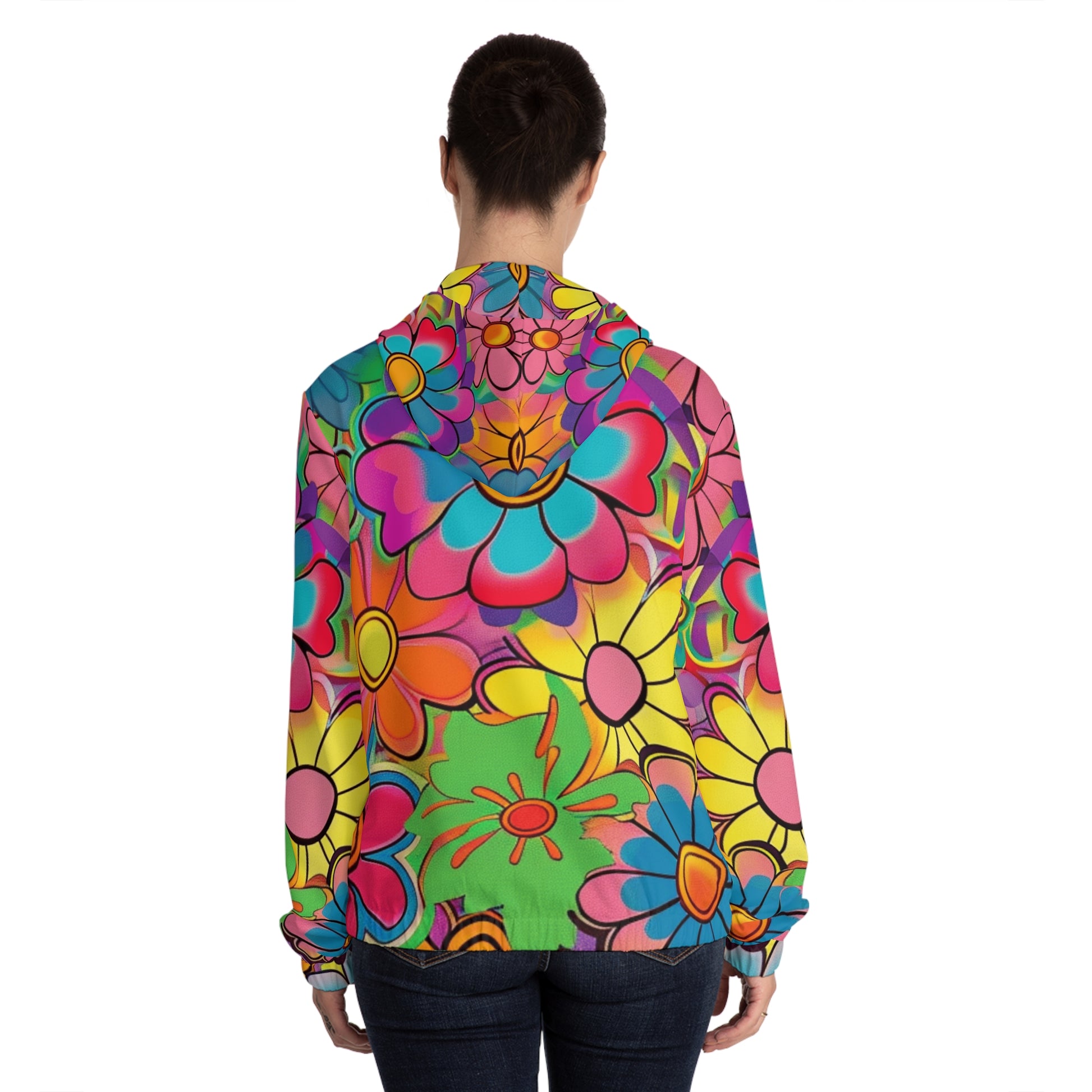 Chromatic Daisy Dream Women’s Full-Zip Hoodie (AOP), Artsulli - Art is Long, Life is Short, All Over Prints, , , , , , , 