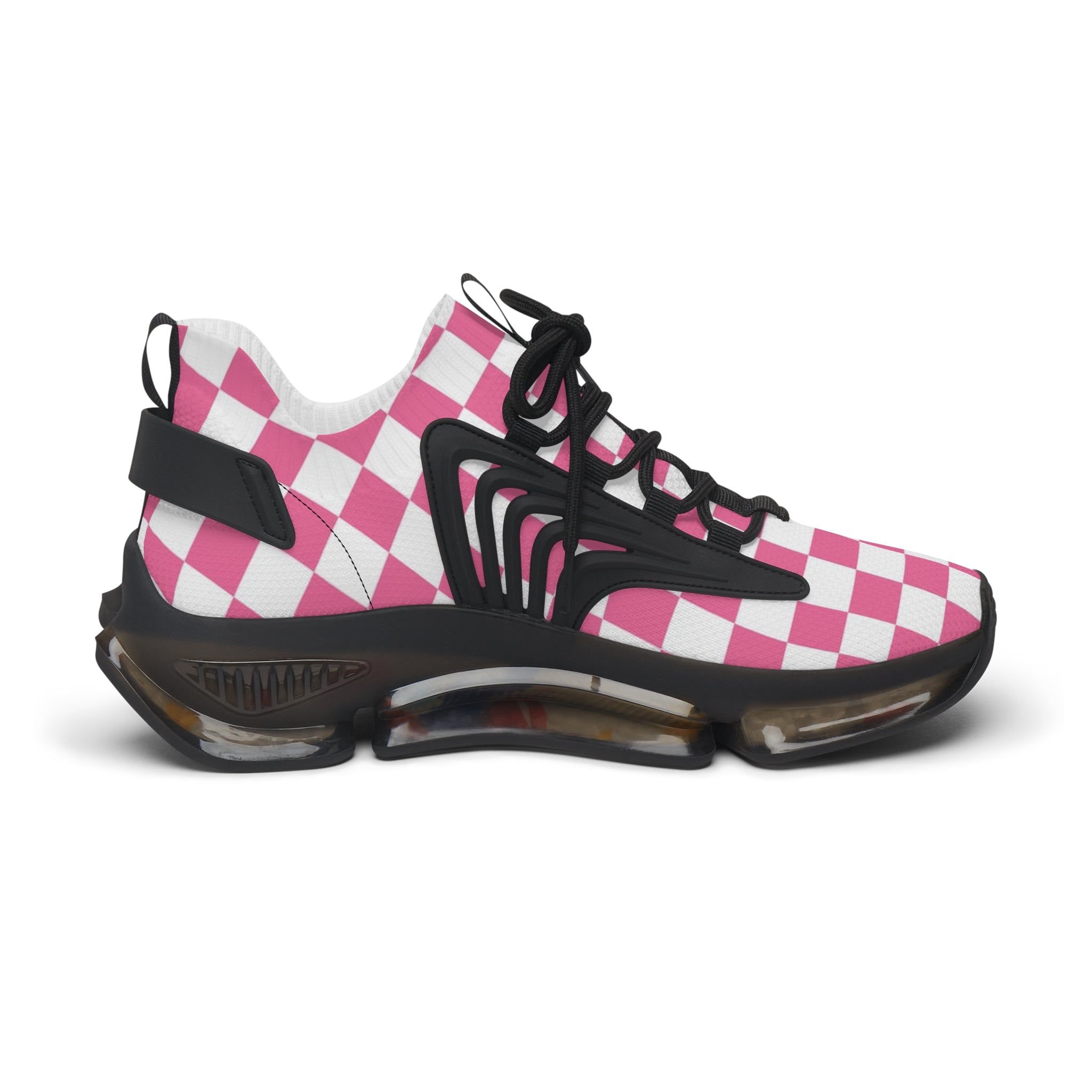 Yuyushiki Pink Check Women's Mesh Sneakers