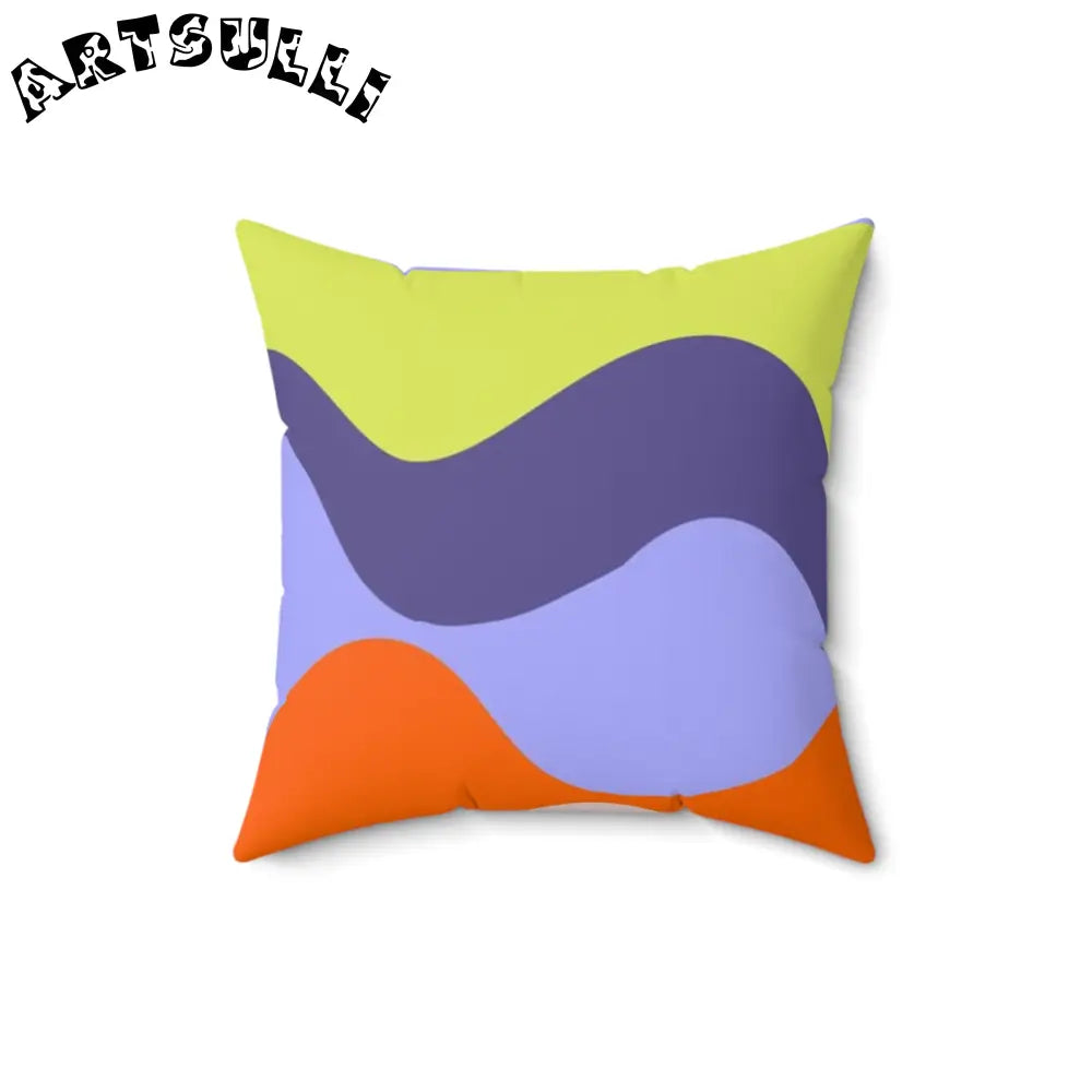 JAKKOUTTHEBXX Waves Red and Blue Spun Polyester Square Pillow