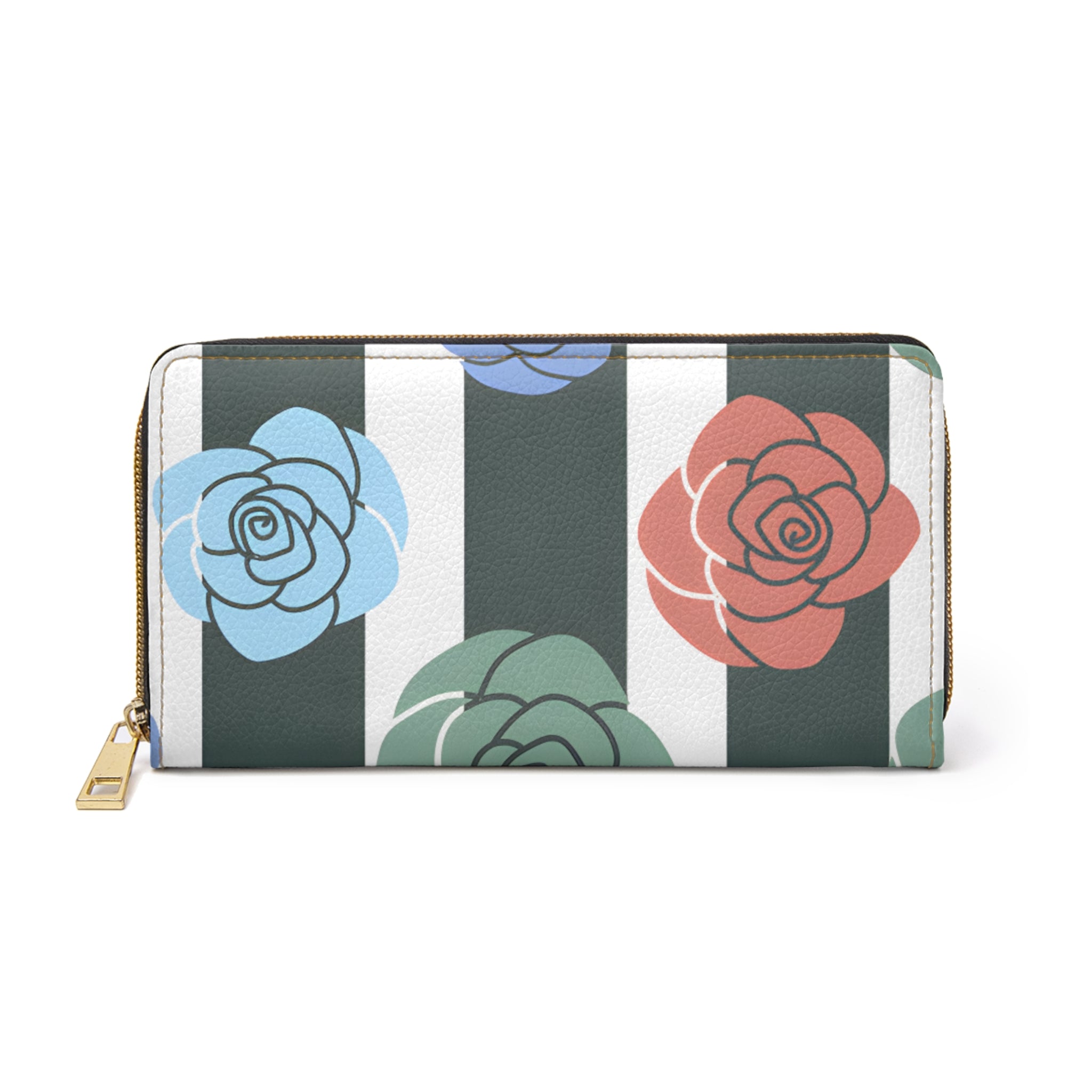 Stripes x Roses Black and White Zipper Wallet, Artsulli - Art is Long, Life is Short, Accessories, Size, One size, Color, White, , , 11876059211967