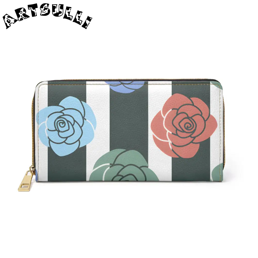 JAKKOUTTHEBXX Stripes x Roses Black and White Zipper Wallet