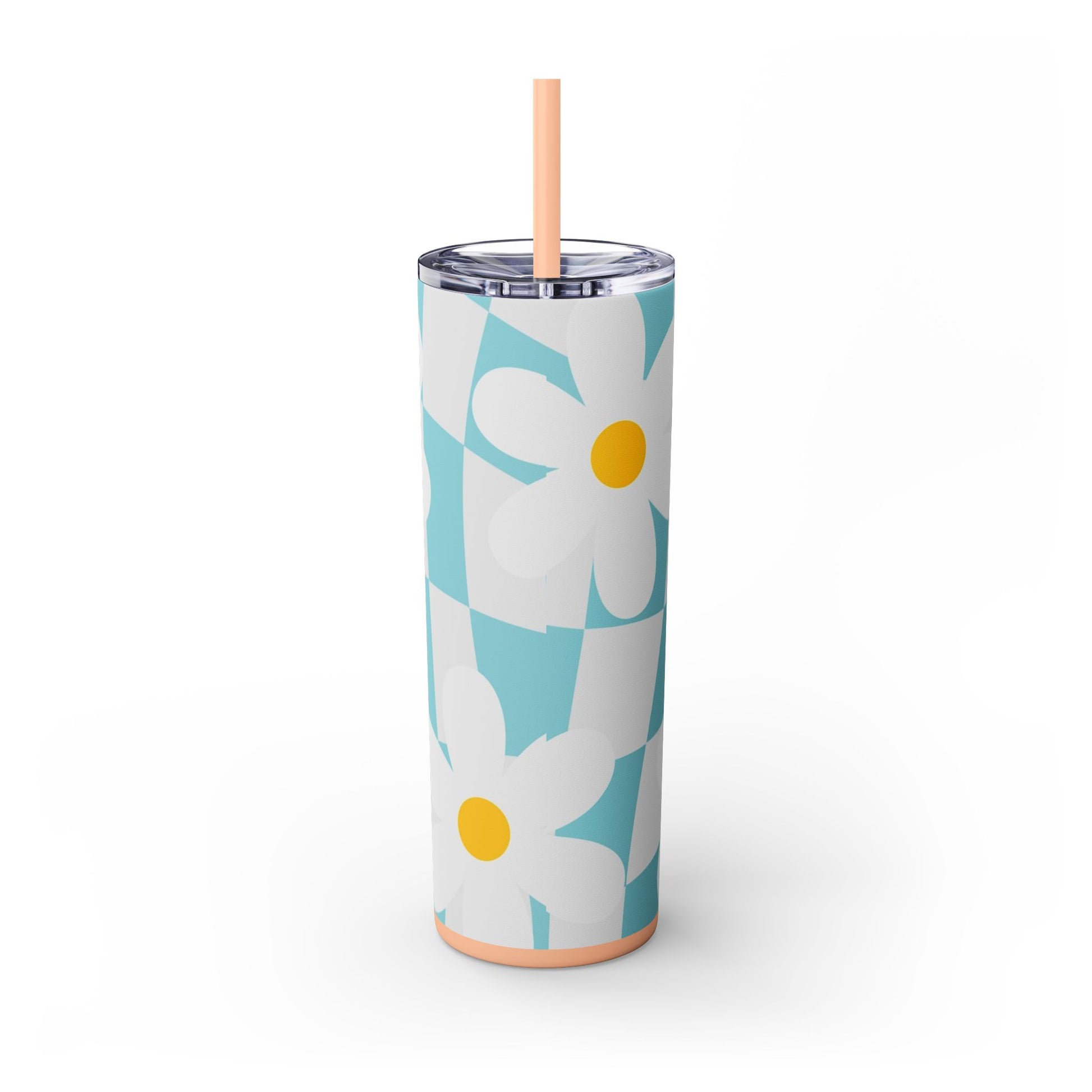 Trippy Check Garden Skinny Tumbler with Straw, 20oz, Artsulli - Art is Long, Life is Short, Mug, , , , , , , 