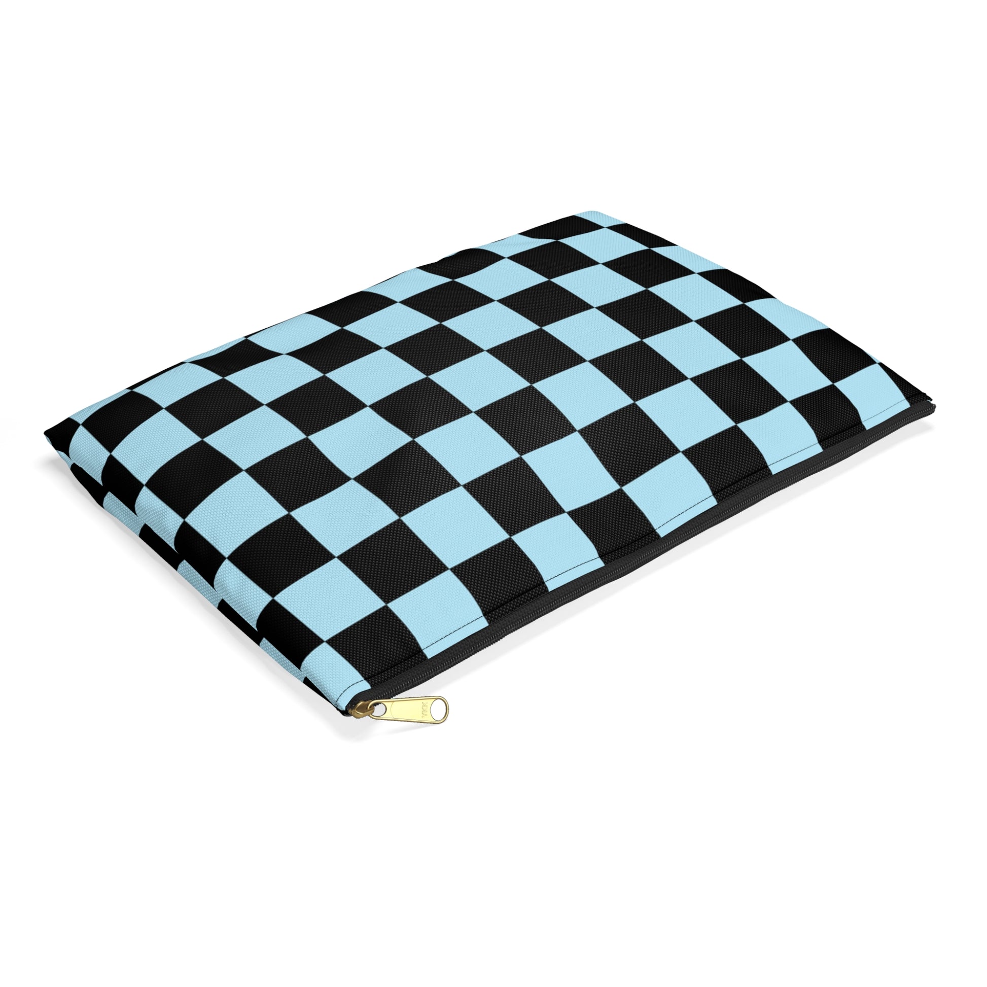 Checkerboard Black and Blue Accessory Pouch, Artsulli - Art is Long, Life is Short, Bags, , , , , , , 