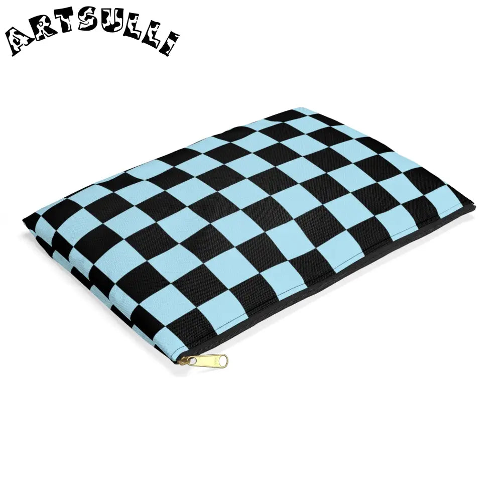JAKKOUTTHEBXX Checkerboard Black and Blue Accessory Pouch