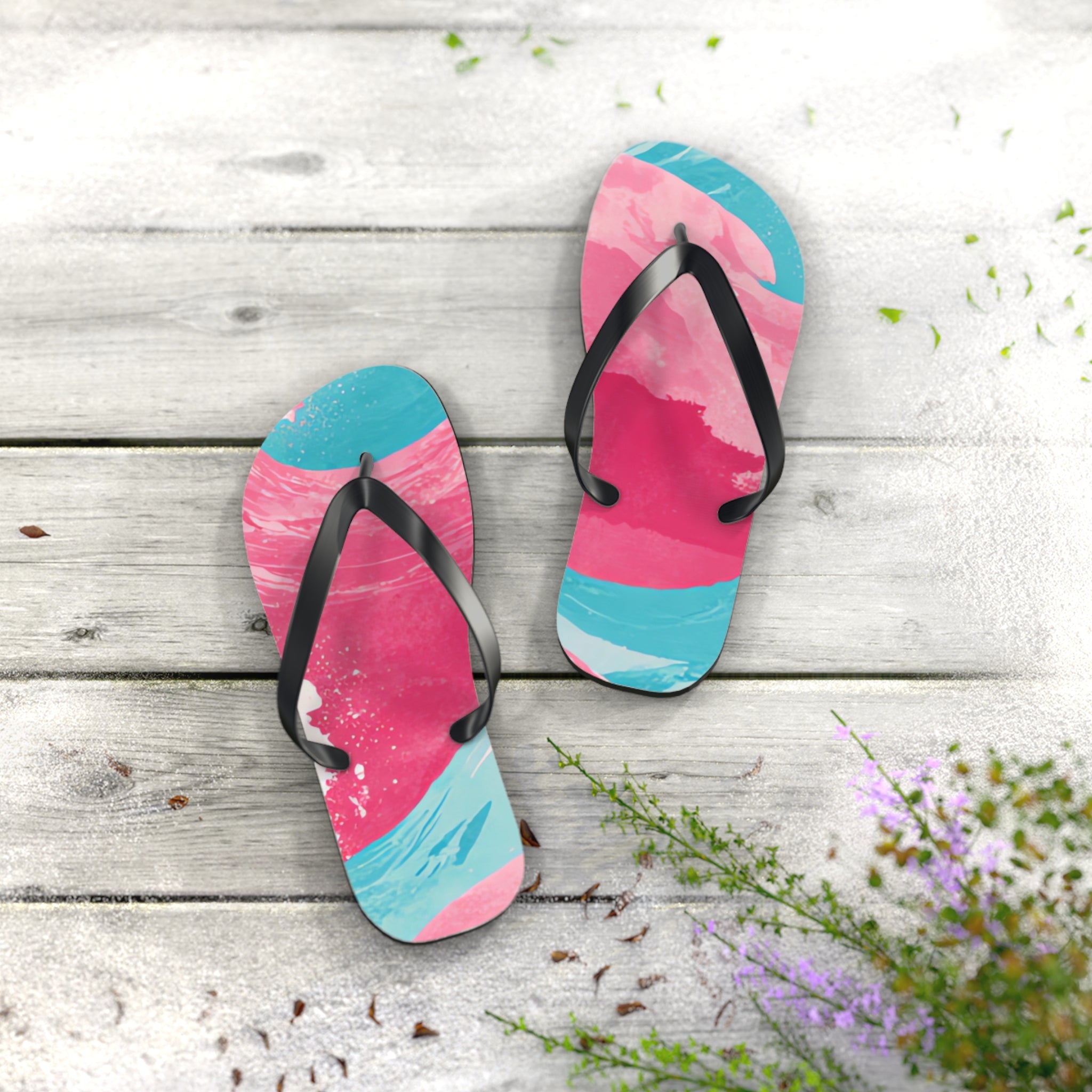 The Great Pastelwave Pink and Blue Flip Flops, Artsulli - Art is Long, Life is Short, Shoes, , , , , , , 