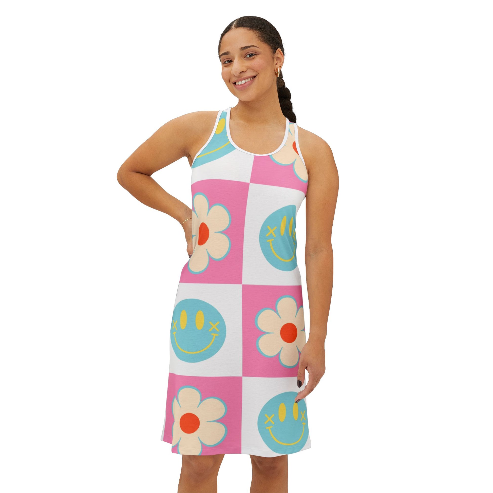 Madotsukis Grin Bloom Women's Racerback Dress (AOP), Artsulli - Art is Long, Life is Short, Tank Top, , , , , , , 
