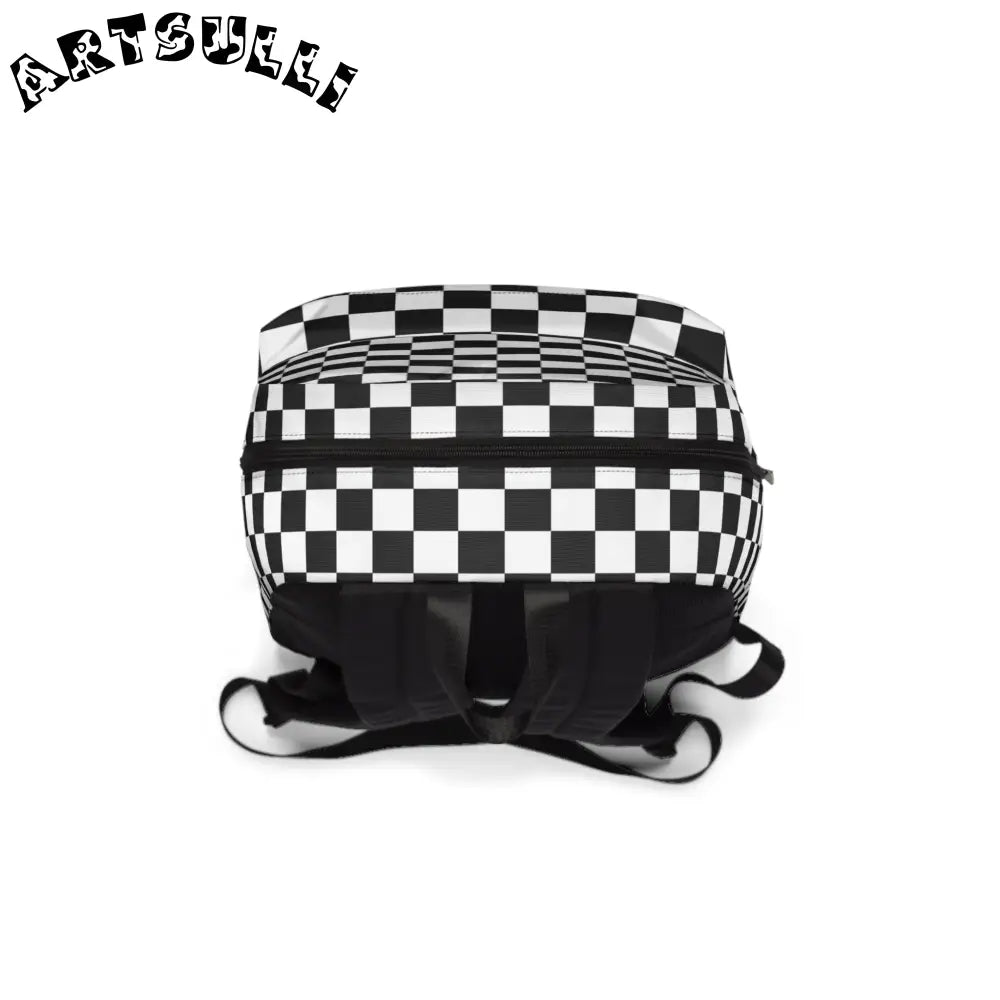 JAKKOUTTHEBXX Checkerboard White and Black Unisex Classic Backpack