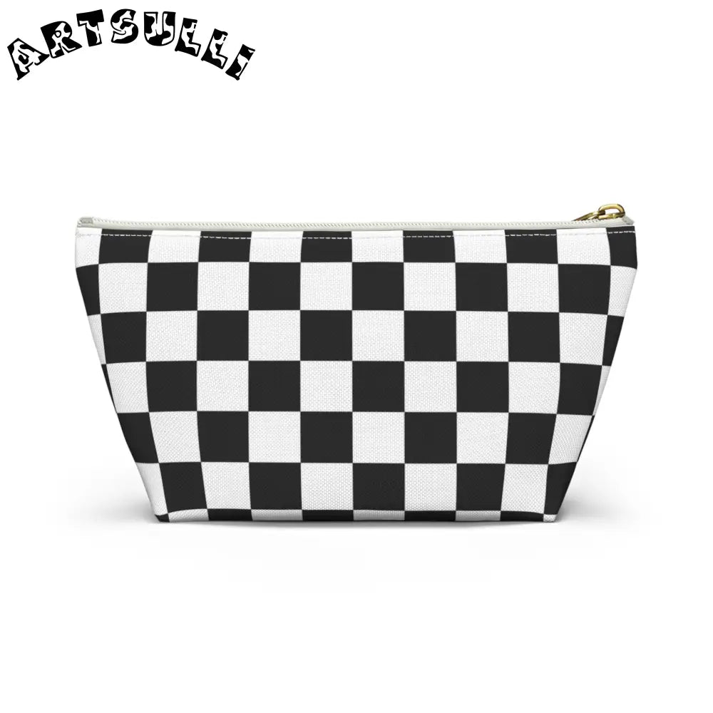 JAKKOUTTHEBXX Checkerboard White and Black Accessory Pouch w