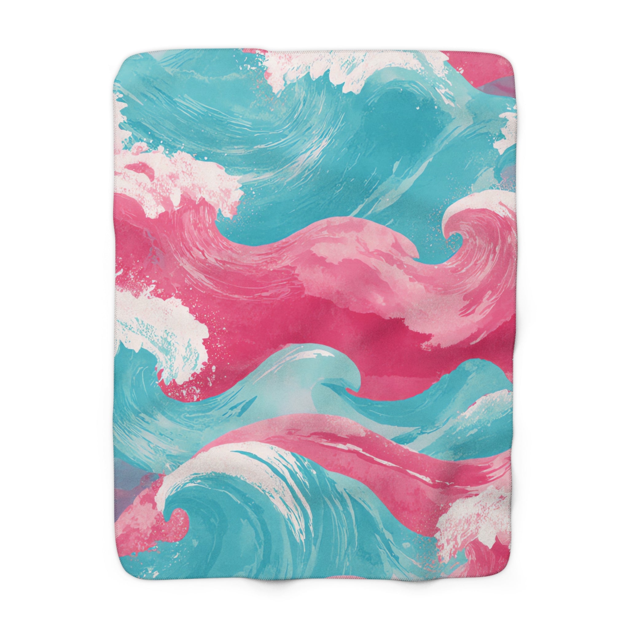 The Great Pastelwave Pink and Blue Sherpa Fleece Blanket, Artsulli - Art is Long, Life is Short, Home Decor, Size, 50" × 60", , , , , 24663341954215938904