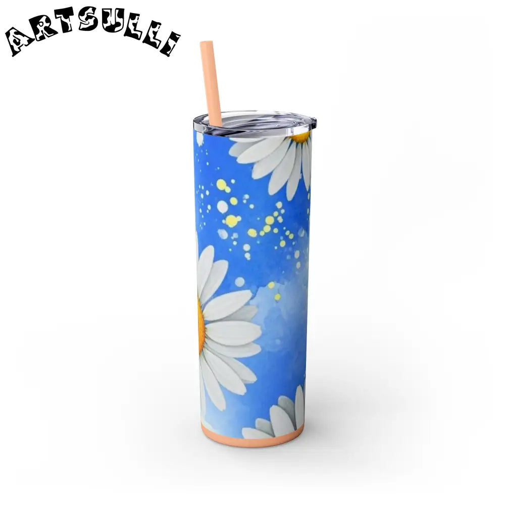 JAKKOUTTHEBXX Daisies Skinny Tumbler with Straw 20oz JAKKOUTTHEBXX