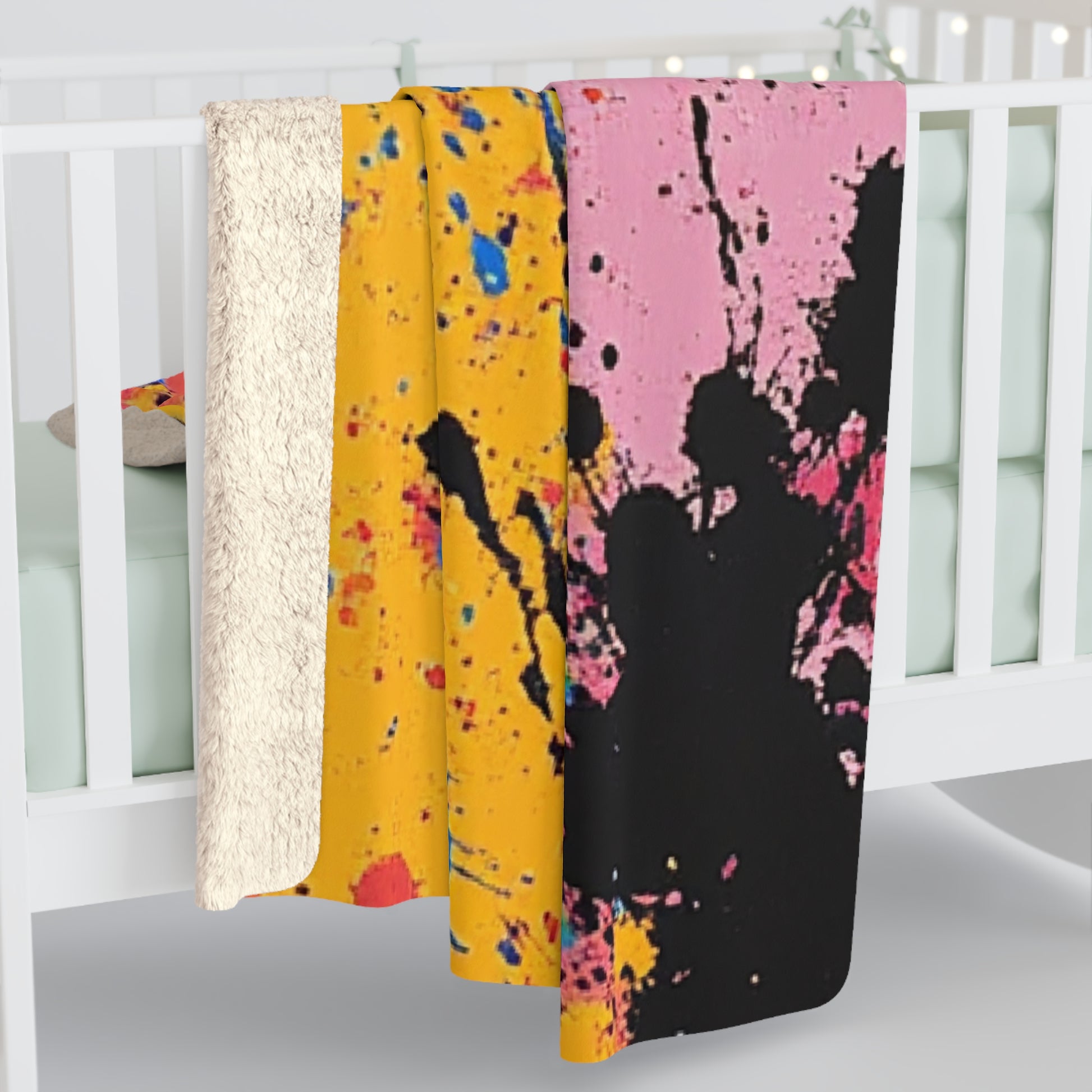 The Colors Of Paint Splatter Sherpa Fleece Blanket, Artsulli - Art is Long, Life is Short, Home Decor, , , , , , , 
