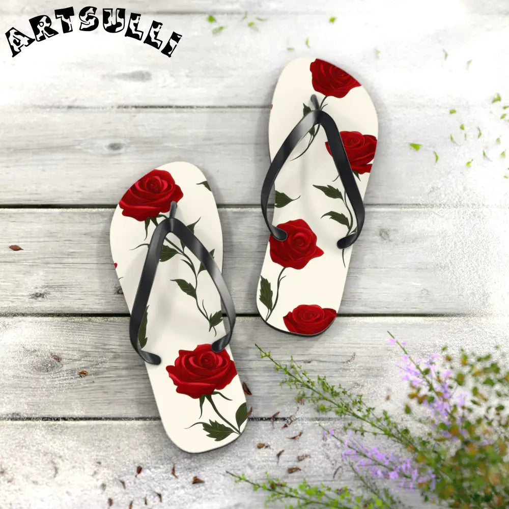 JAKKOUTTHEBXX Red Roses Flip Flops JAKKOUTTHEBXX Artsulli - Art