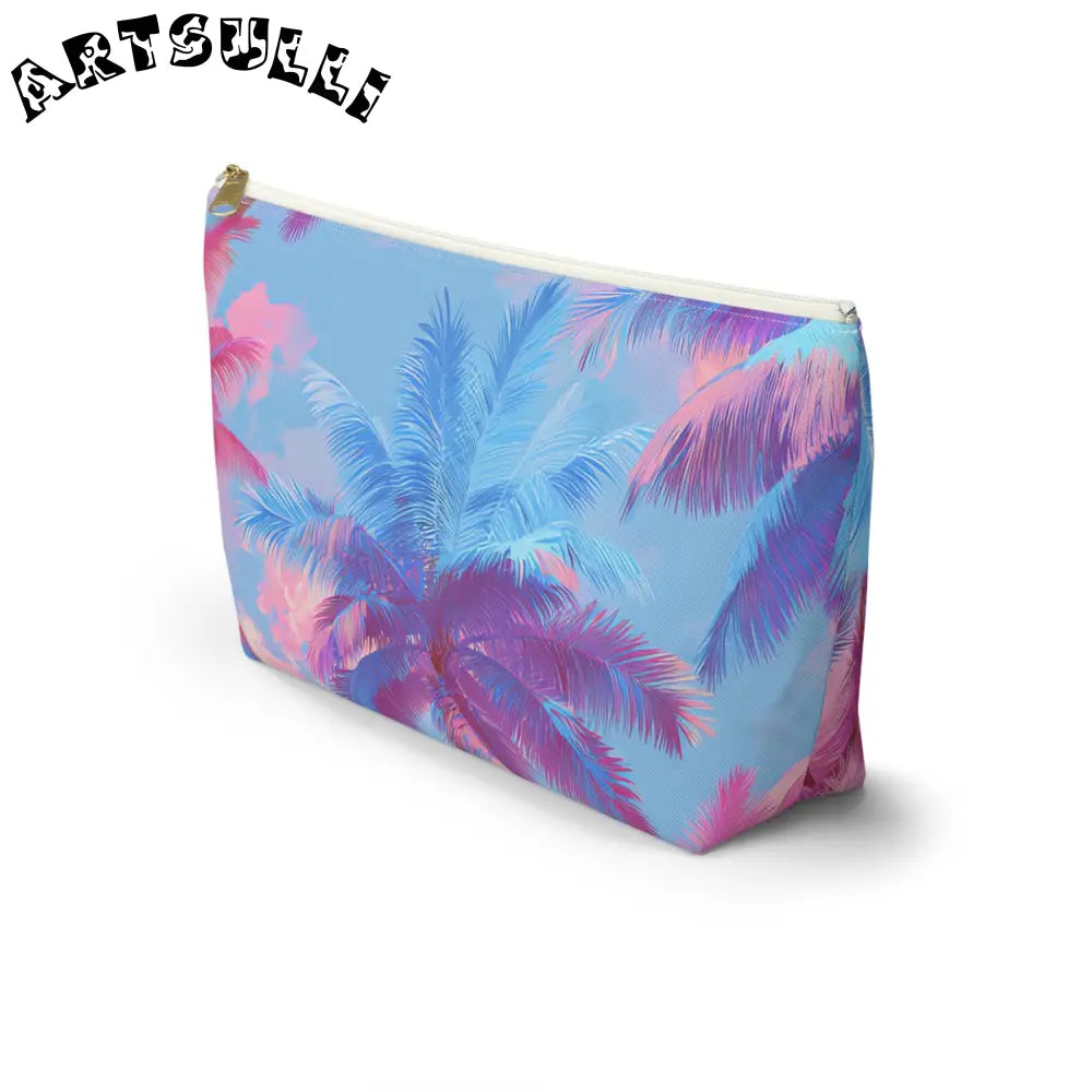 JAKKOUTTHEBXX Ethereal Pastel Palms II Blue and Pink Accessory Pouch