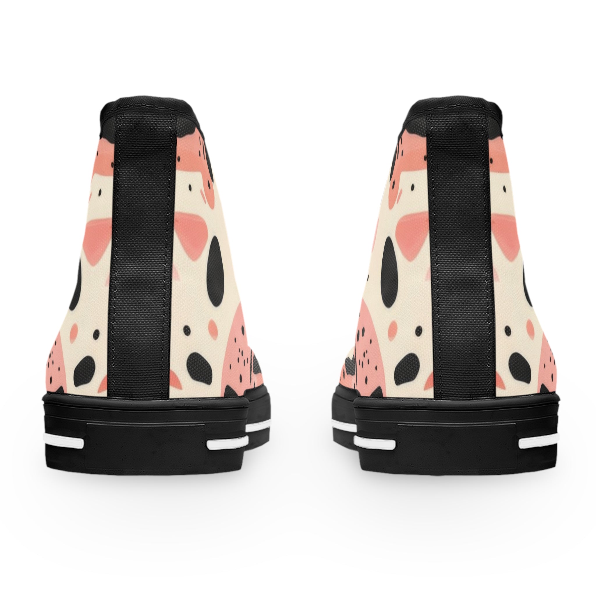 Organic Cow Print Cream and Pink Women's High Top Sneakers, Artsulli - Art is Long, Life is Short, Shoes, , , , , , , 