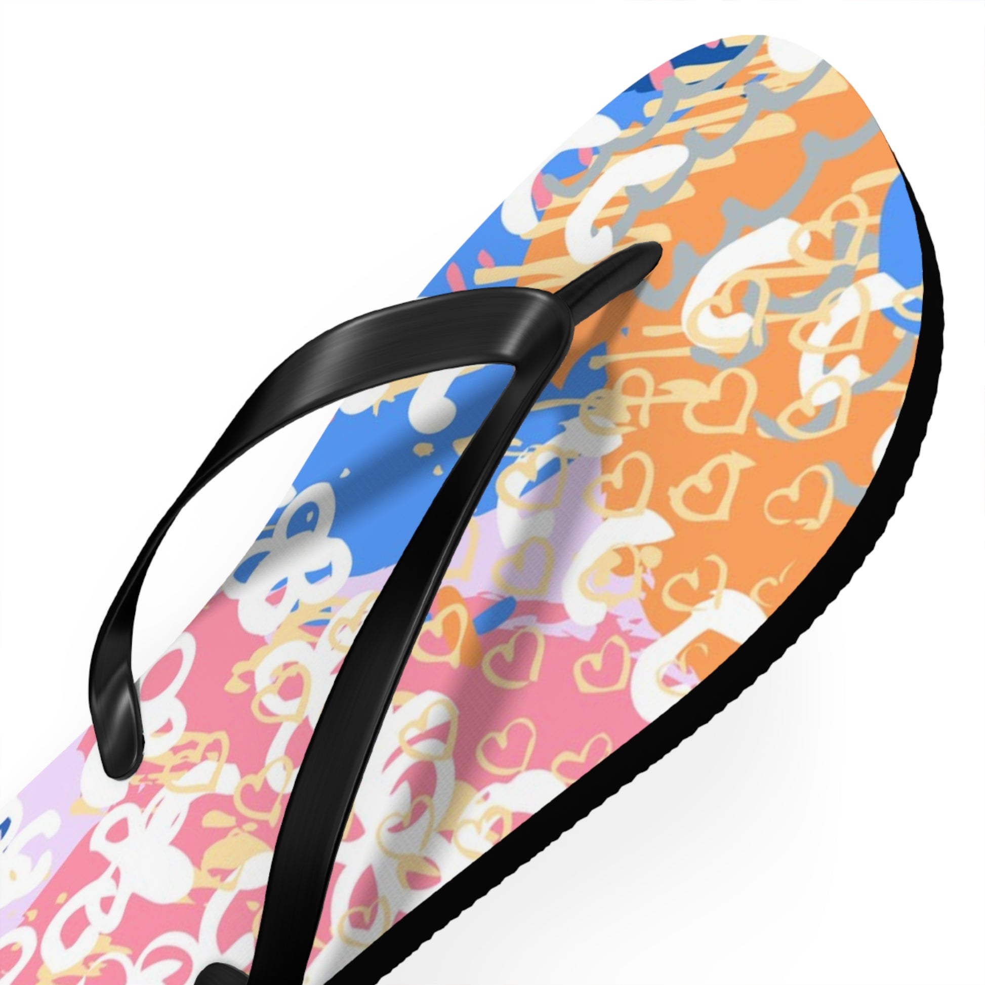 Flowers x Doodles x Hearts Multi-Color Flip Flops, Artsulli - Art is Long, Life is Short, Shoes, , , , , , , 