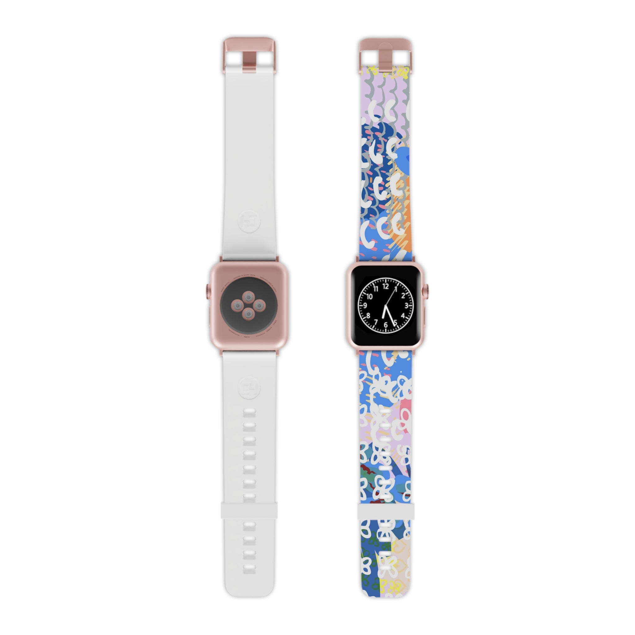Flowers x Doodles x Hearts Multi-Color Watch Band for Apple Watch, Artsulli - Art is Long, Life is Short, Accessories, Size, 7.5'' × 0.75'' / 38 - 40 mm, Color, Rose Gold, , , 21831091205309956891