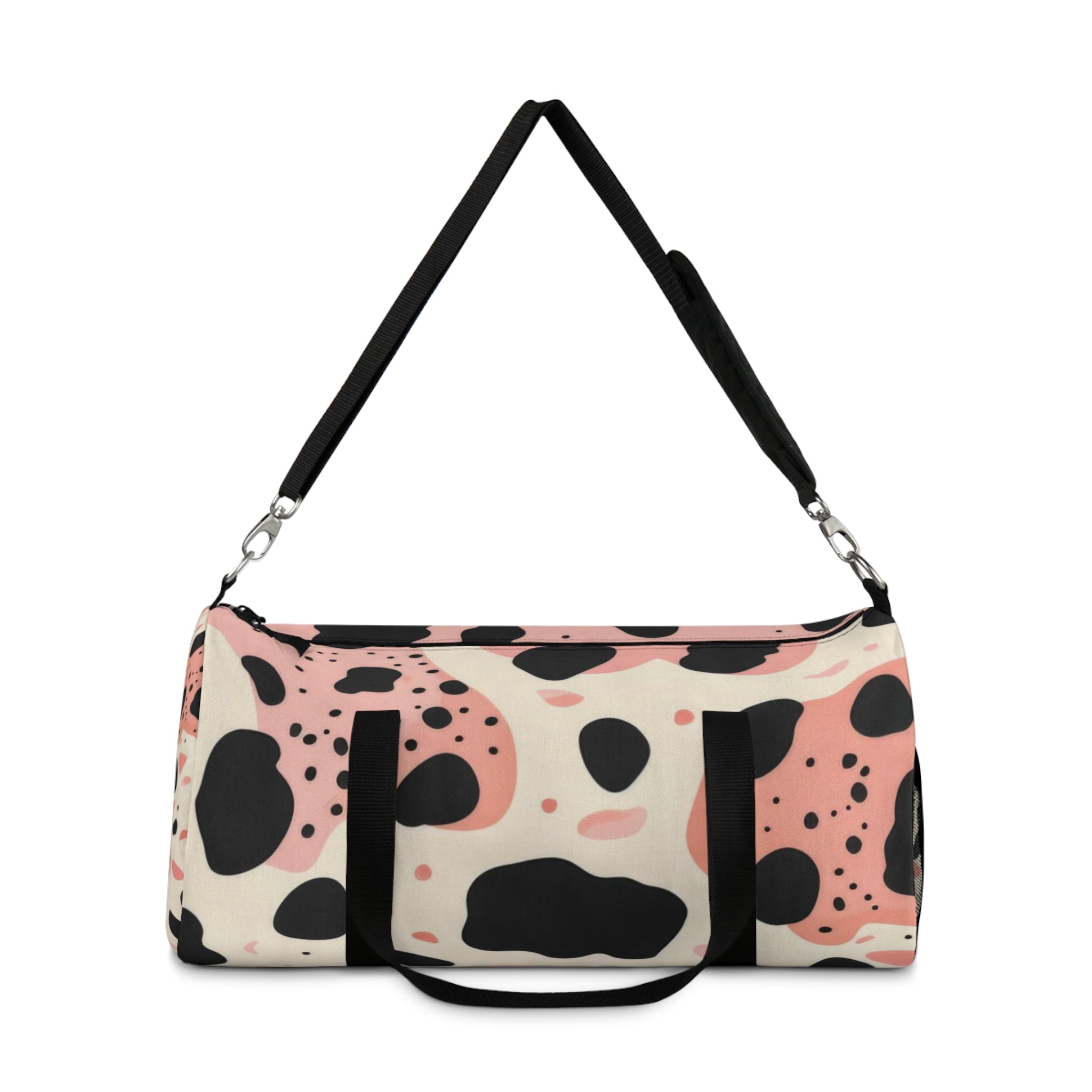 Organic Cow Print Cream and Pink Duffel Bag, Artsulli - Art is Long, Life is Short, Bags, , , , , , , 