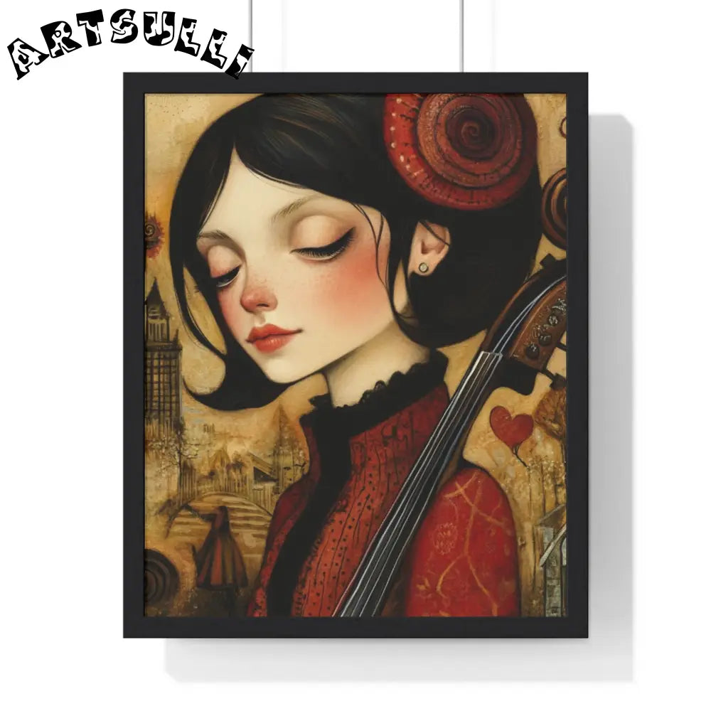 JAKKOUTTHEBXX Dark Haired Woman Playing Instrument Framed Poster 2025