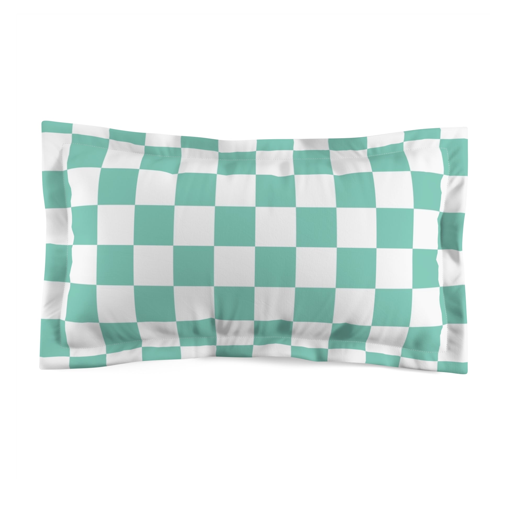 Checkerboard Light Green Microfiber Pillow Sham, Artsulli - Art is Long, Life is Short, Home Decor, Size, King, , , , , 89533886975192234183