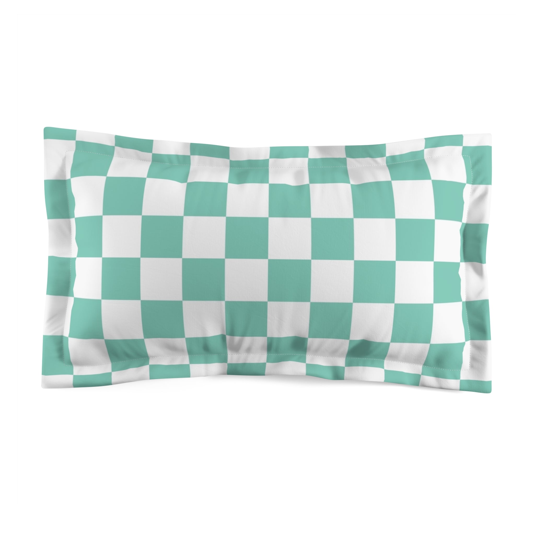 Checkerboard Light Green Microfiber Pillow Sham, Artsulli - Art is Long, Life is Short, Home Decor, Size, King, , , , , 89533886975192234183