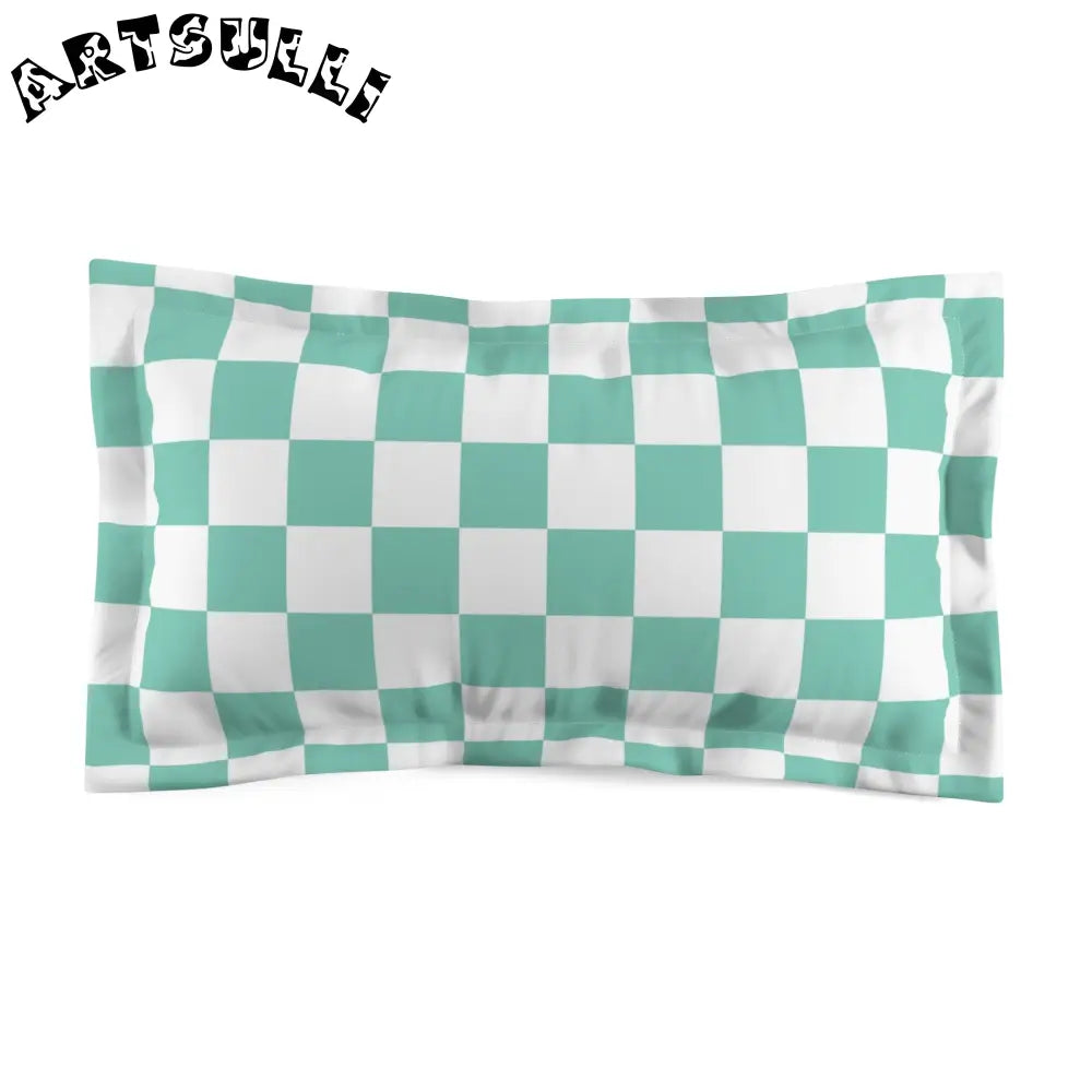 JAKKOUTTHEBXX Checkerboard Light Green Microfiber Pillow Sham
