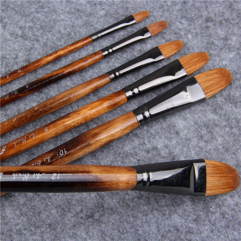 6pcs/Set Paintibrush Oil Paint weasel hair Water Color Paint Brush Acrylics Drawing Brush Art Supplies paint brushes for artist