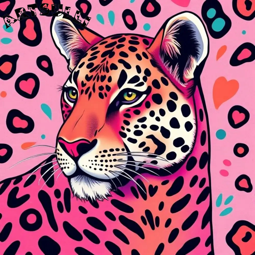 JAKKOUTTHEBXX Colorful Artsy Pink Jaguar Digital Art 2025