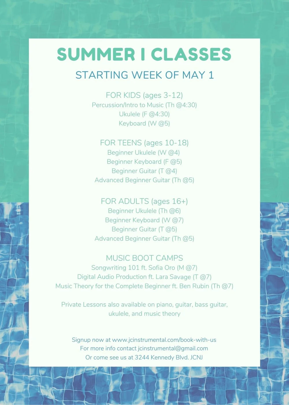 Summer I Classes