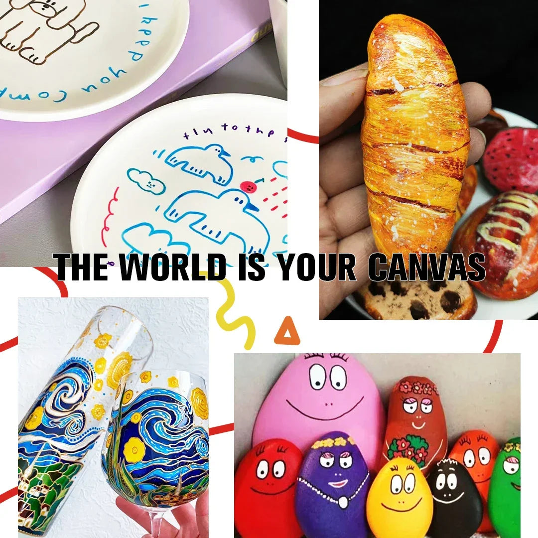 Buy The Best By Artsulli - Art is Long Life Short - 12/18/24Pcs/Set Acrylic Graffiti Marker for Fabric Canvas Rock Glass Wood Medium Tip