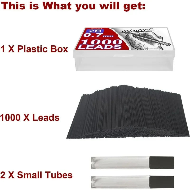 Buy The Best By Artsulli - Art is Long Life Short - Large Capacity Pencil Lead 0.5 0.7 2B Refills Replaceable Mechanical Student Drawing