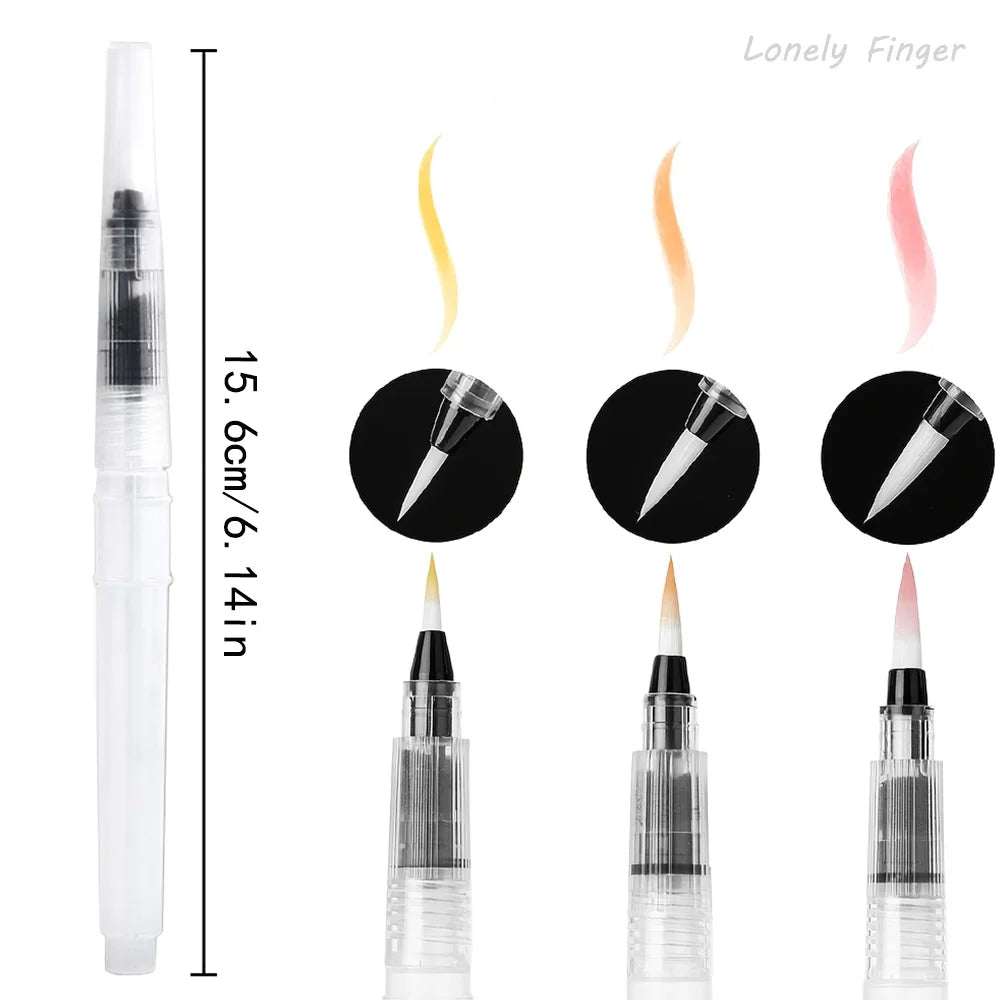 3/36PCS Water Coloring Brush Pens Portable Soft Watercolor Brush for Beginner Painting Drawing Art Supplies 156mm Pointed Head