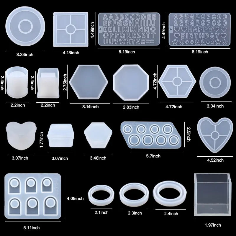 Silicone Resin Molds Kit Epoxy Resin Casting Molds Set Keychain Silicone Moule For Earring Jewelry Making DIY Craft Art Supplies