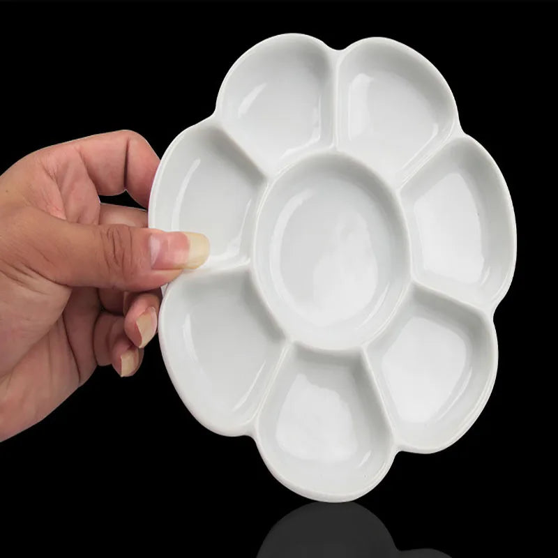 Jingdezhen Ceramic Palette Plum Blossom Pigment Gouache Watercolor Painting and Calligraphy Art Supplies