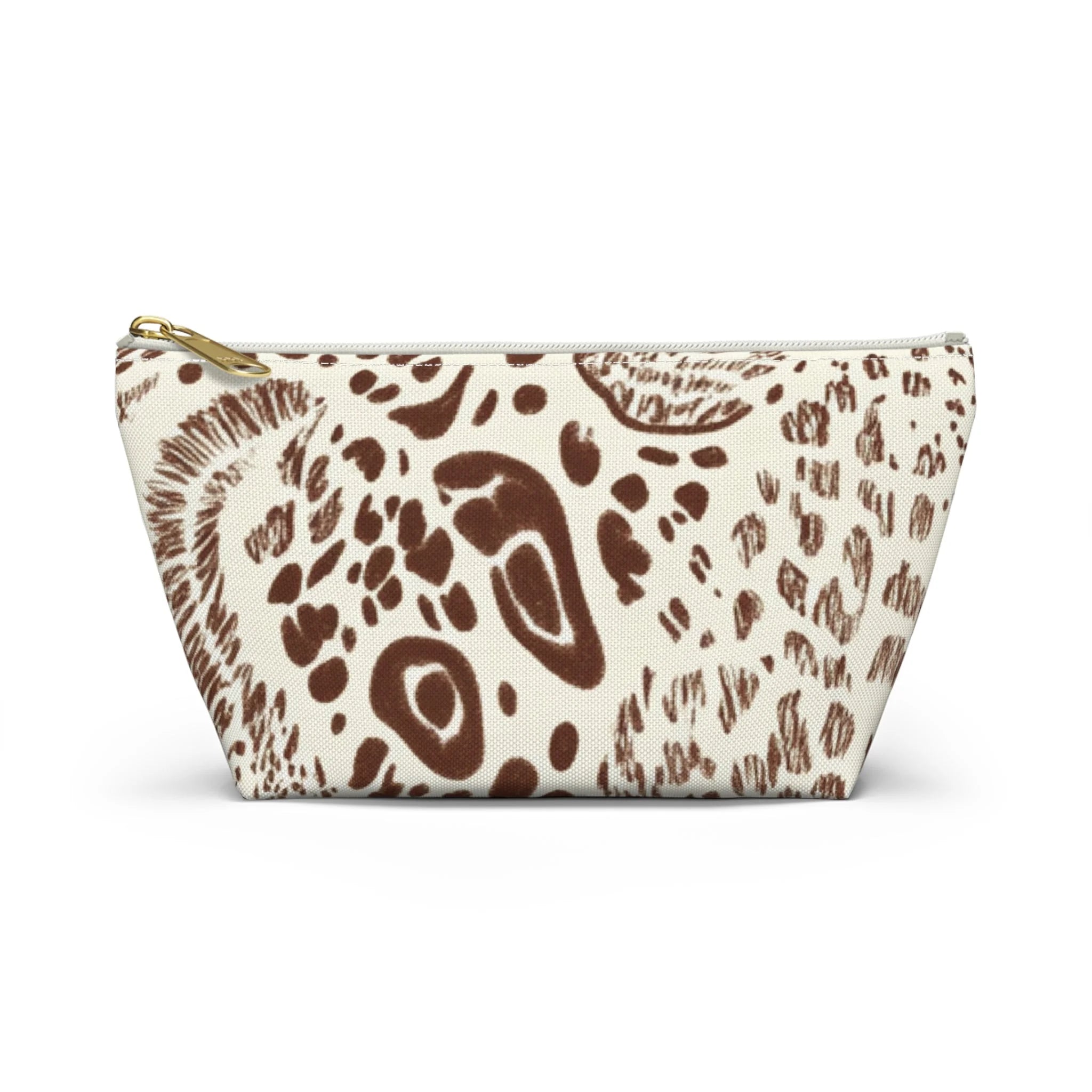 Abstract Animal Print Cosmetic Bag, Artsulli - Art is Long, Life is Short, Bags, Size, Small, Color, White zipper, , , 33415846414540770614