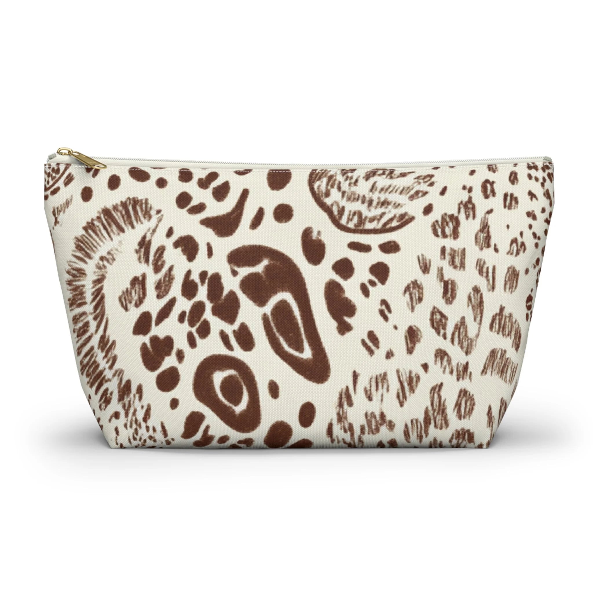 Abstract Animal Print Cosmetic Bag, Artsulli - Art is Long, Life is Short, Bags, Size, Large, Color, White zipper, , , 31964688036876726381