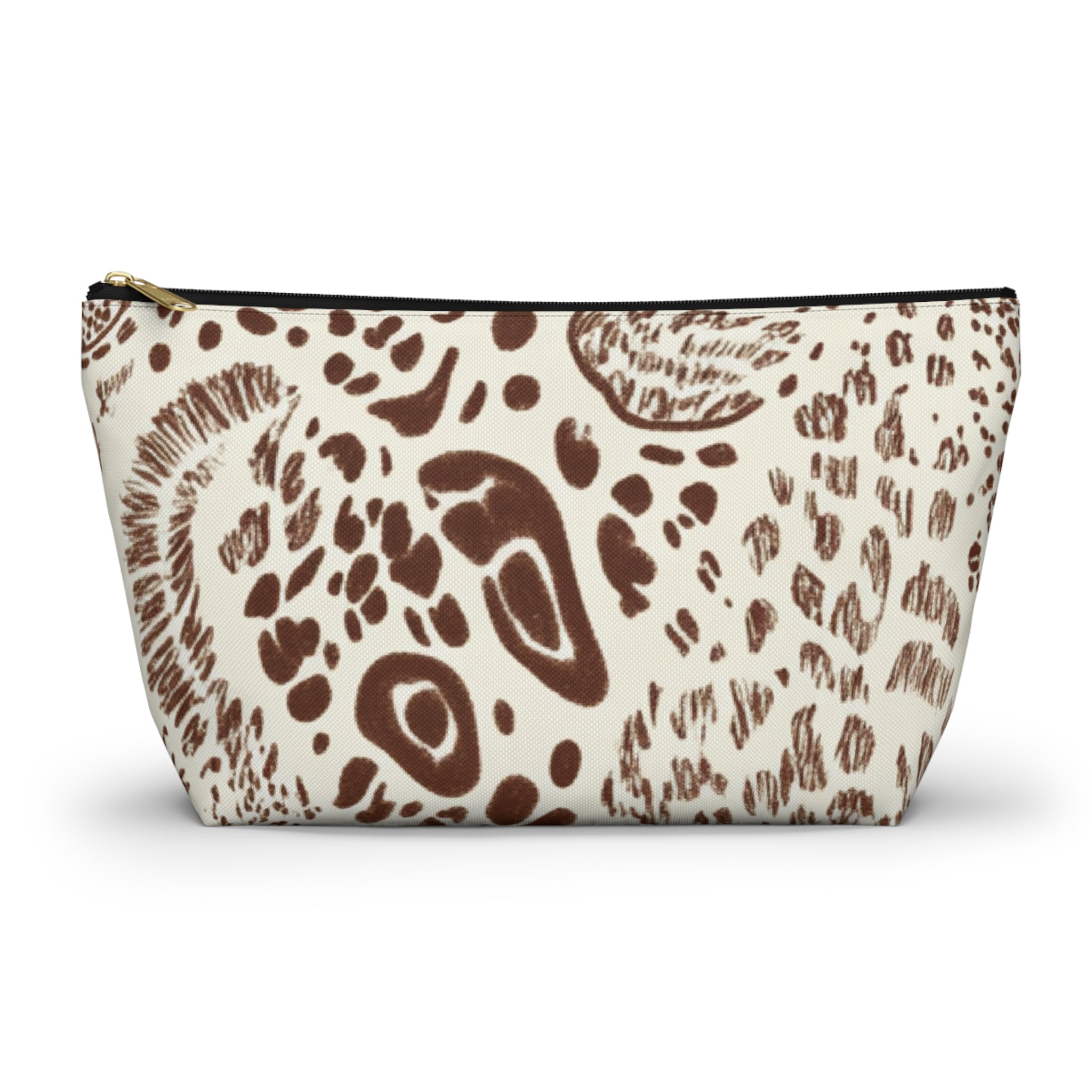 Abstract Animal Print Cosmetic Bag, Artsulli - Art is Long, Life is Short, Bags, Size, Large, Color, Black zipper, , , 16314360482290092675