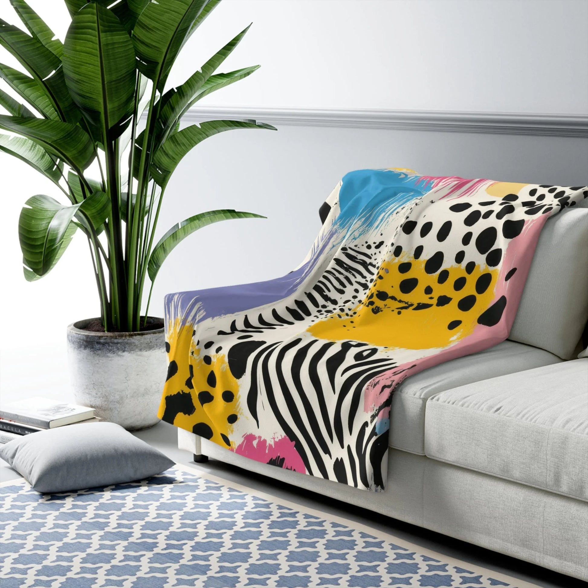 Abstract Animal Print Cozy Fleece Blanket, Artsulli - Art is Long, Life is Short, Home Decor, , , , , , , 