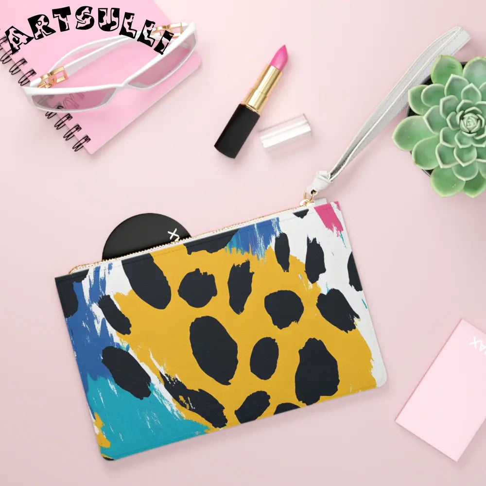 Abstract Animal Print Faux Leather Clutch Bag, Artsulli - Art is Long, Life is Short, Bags, , , , , , , 