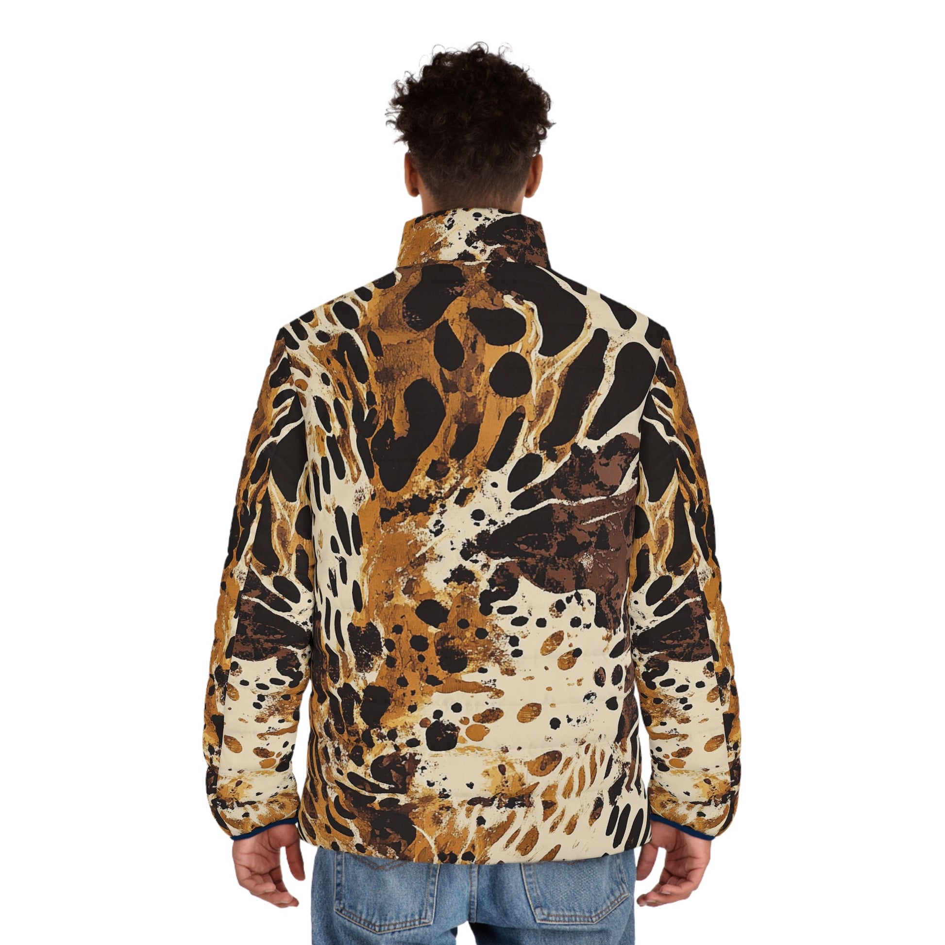 Abstract Animal Print Puffer Jacket, Artsulli - Art is Long, Life is Short, All Over Prints, , , , , , , 