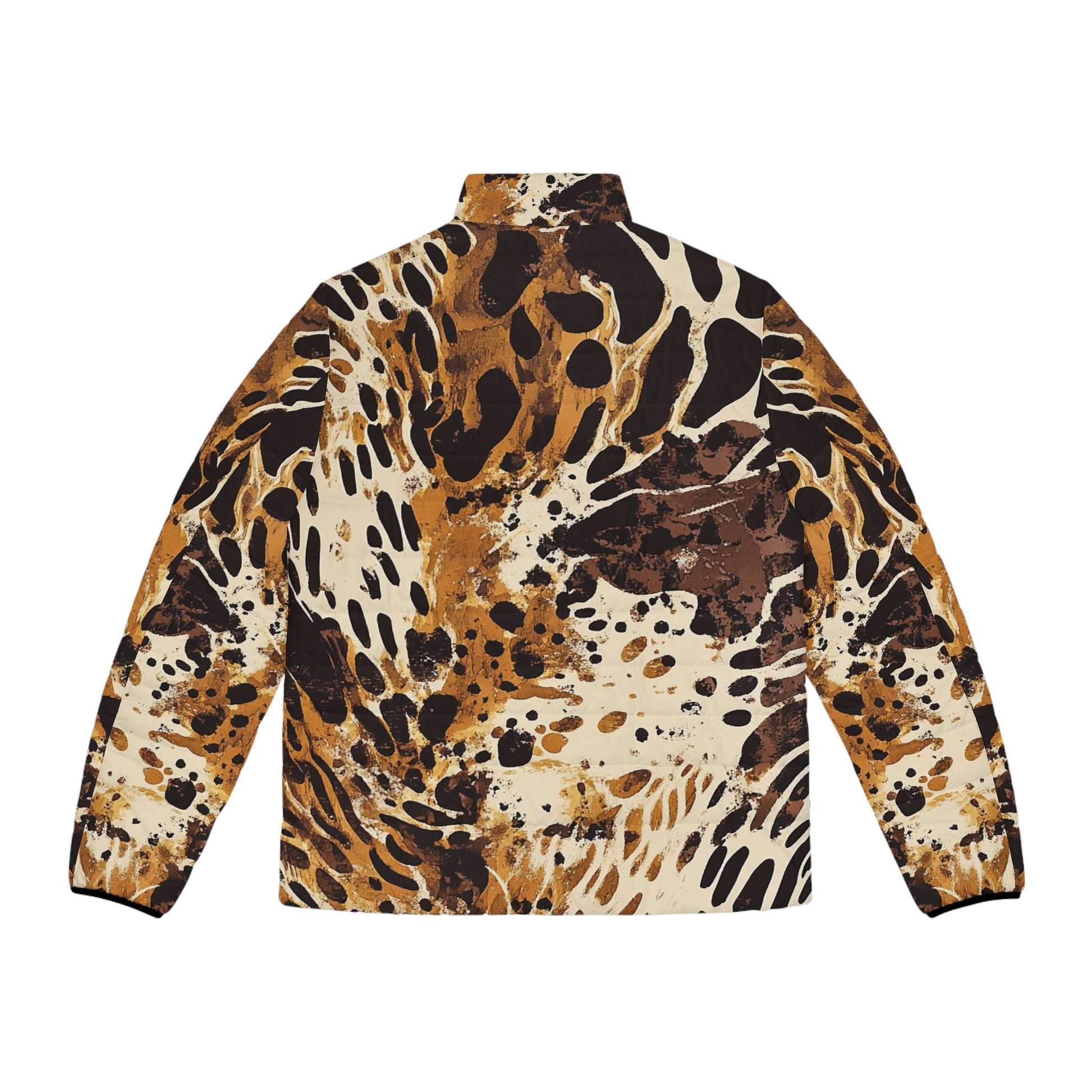 Abstract Animal Print Puffer Jacket, Artsulli - Art is Long, Life is Short, All Over Prints, , , , , , , 