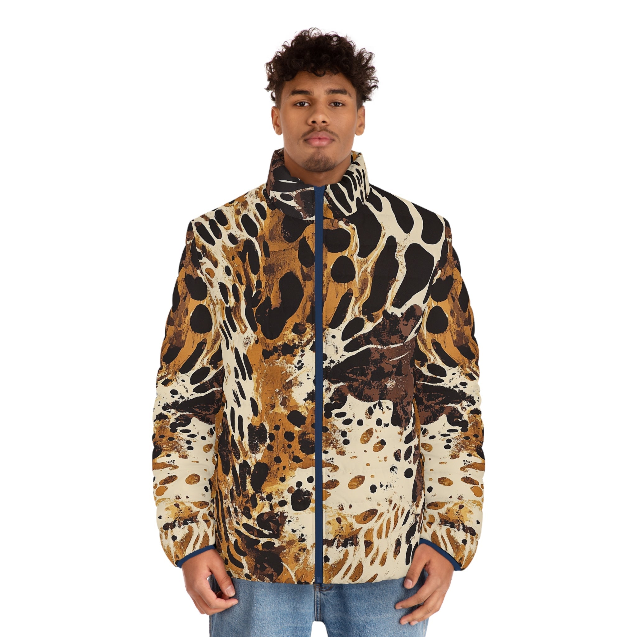Abstract Animal Print Puffer Jacket, Artsulli - Art is Long, Life is Short, All Over Prints, , , , , , , 