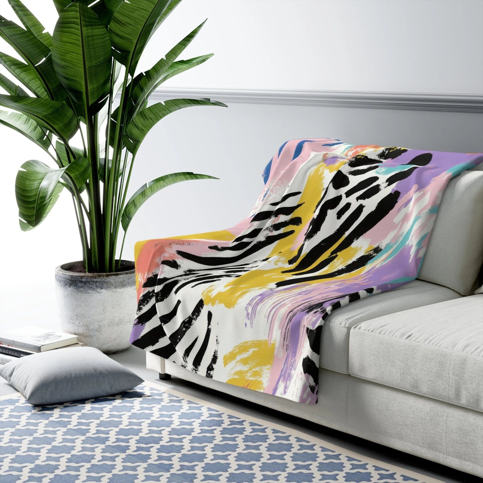 Abstract Animal Print Sherpa Fleece Blanket, Artsulli - Art is Long, Life is Short, Home Decor, , , , , , , 