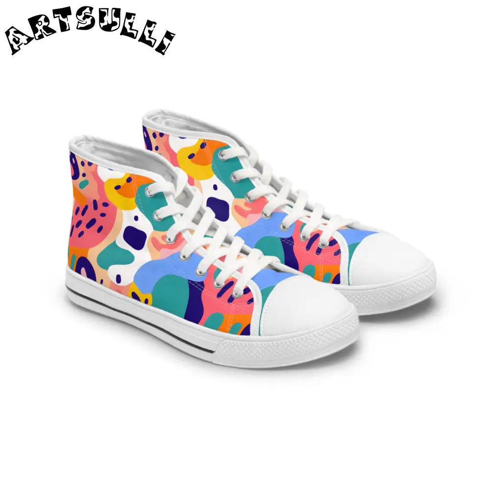 JAKKOUTTHEBXX Abstract Art Women’s Multi-Color High Top Sneakers Features Breathable Polyester 2025