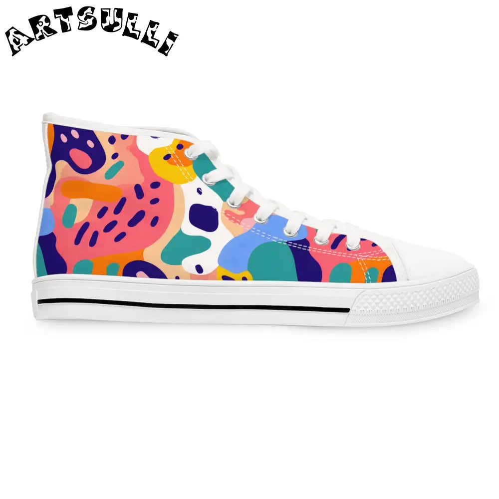 JAKKOUTTHEBXX Abstract Art Women’s Multi-Color High Top Sneakers Features Breathable Polyester 2025