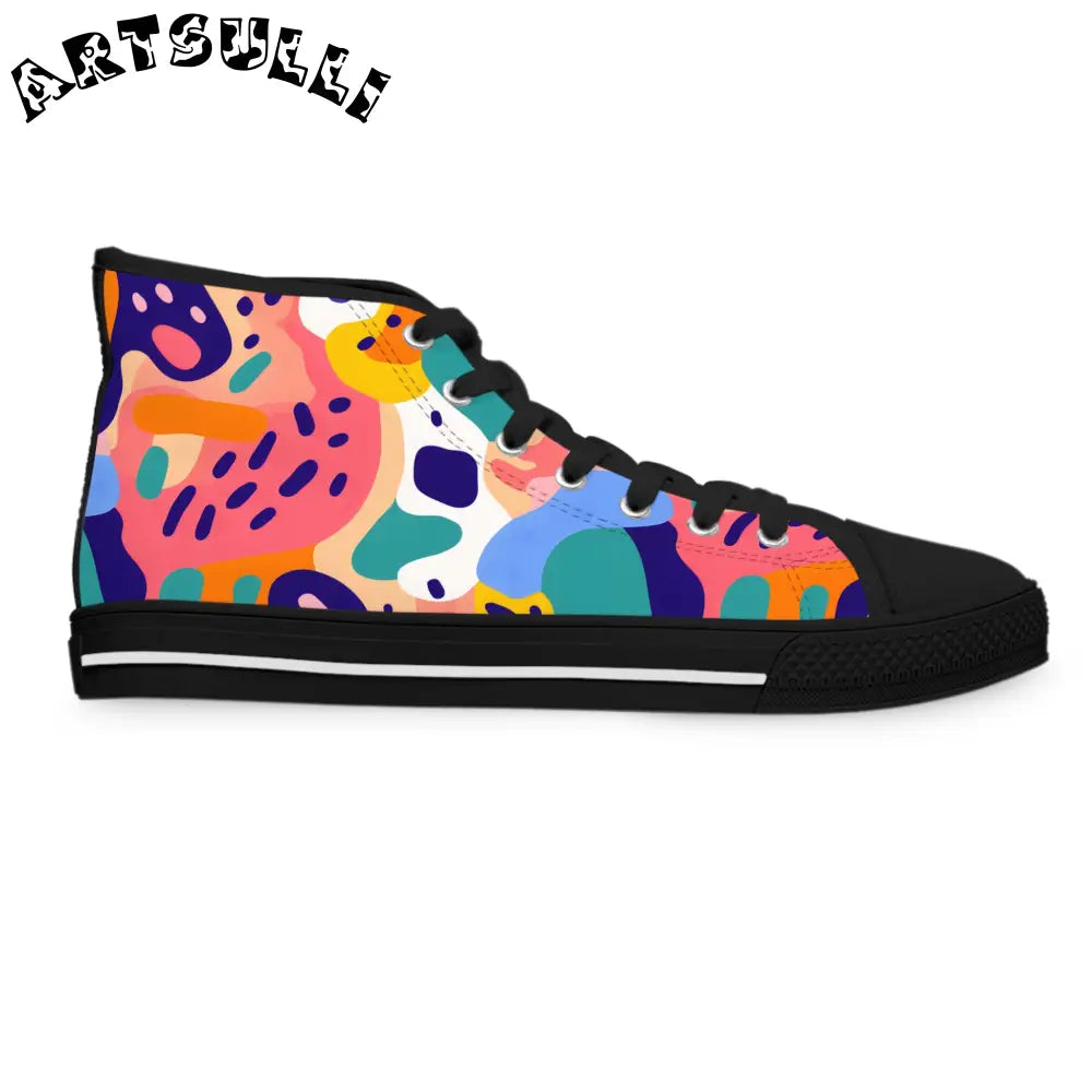 JAKKOUTTHEBXX Abstract Art Women’s Multi-Color High Top Sneakers Features Breathable Polyester 2025