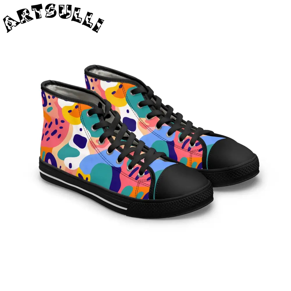 JAKKOUTTHEBXX Abstract Art Women’s Multi-Color High Top Sneakers Features Breathable Polyester 2025