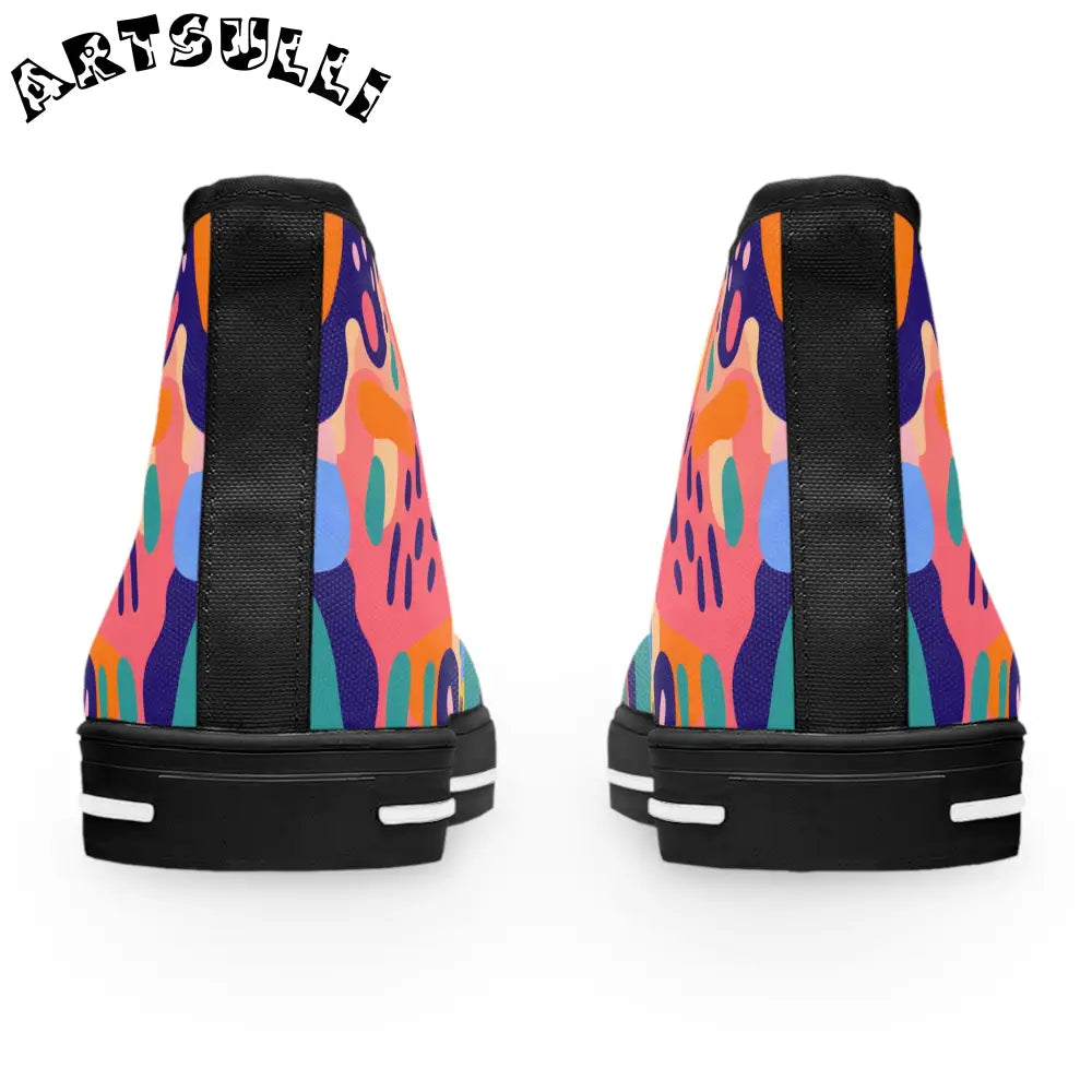 JAKKOUTTHEBXX Abstract Art Women’s Multi-Color High Top Sneakers Features Breathable Polyester 2025